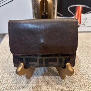Fendi Zucca FF Logo Canvas and Leather Bifold Wallet